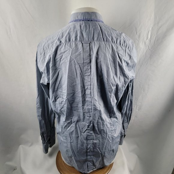 Ted Baker London Shirt Mens 6 XL Blue Button Front Solid Cotton Flip Cuff L/S - Picture 6 of 8